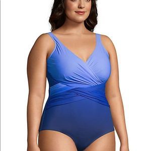 NEW Land’s End Plus Size Slender suit surplice 20W Long blue